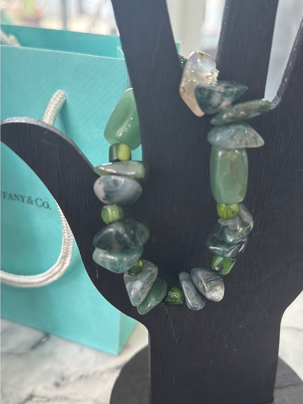 Handmade Green Gemstone Chip Bracelet
